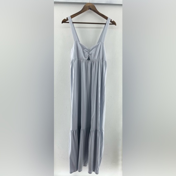 NWT Light Blue Zara Keyhole Gathered Flattering Front Women’s Large - Picture 2 of 9